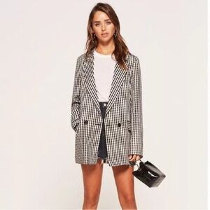 REFORMATION Rae Gingham Blazer S